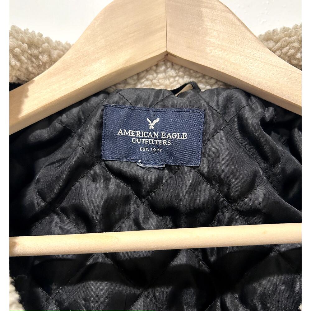 AEO Women’s Wool Flannel Sherpa Moto Jacket (Dark Red | Size S) - Picture 7 of 8